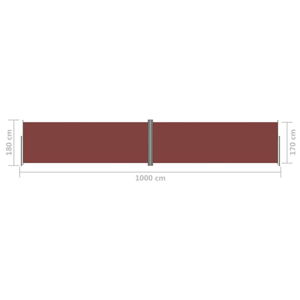 vidaXL lahtitõmmatav külgsein, 180 x 1000 cm, pruun hind ja info | Päikesevarjud, markiisid ja alused | kaup24.ee