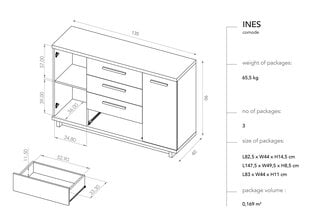 Комод BSL Concept Ines, 135x40x90 см, коричневый цена и информация | Комоды | kaup24.ee