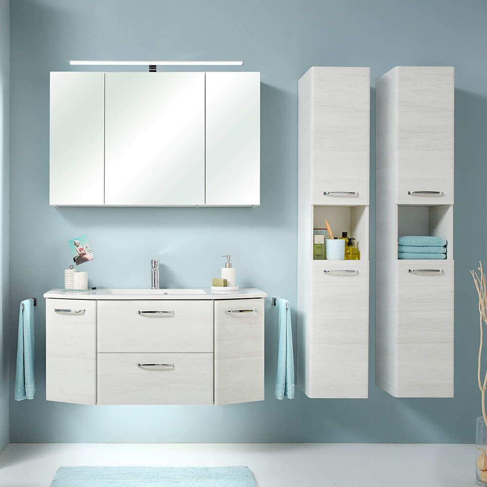 Led valgustusega vannitoamööbli komplekt ja valamu 936 valge tamm цена и информация | Vannitoa komplektid | kaup24.ee