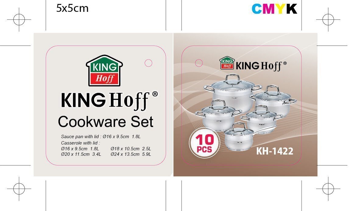 Pottide komplekt Kinghoff KH-1422, 10 elementi hind ja info | Potid ja kiirkeedupotid | kaup24.ee
