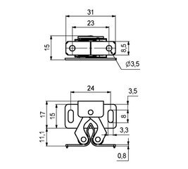 Lukk, mehaaniline, 31 x 28 mm, pruun hind ja info | Ukse hinged, tarvikud | kaup24.ee