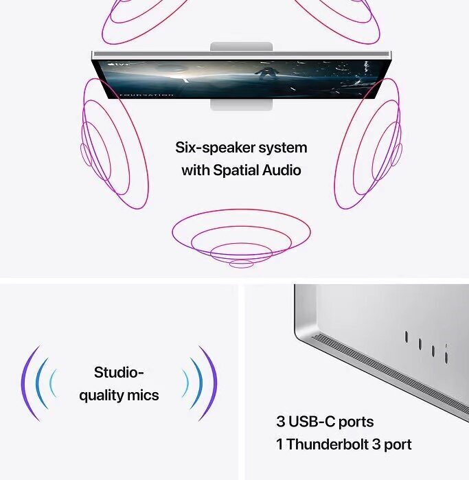 Apple Studio Display - Standard Glass - Tilt-Adjustable Stand - MK0U3Z/A hind ja info | Monitorid | kaup24.ee