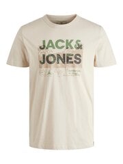 JACK & JONES meeste T-särk 12210420*01, beež/roheline 5715223256244 цена и информация | Мужские футболки | kaup24.ee