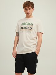JACK & JONES meeste T-särk 12210420*01, beež/roheline 5715223256244 цена и информация | Мужские футболки | kaup24.ee