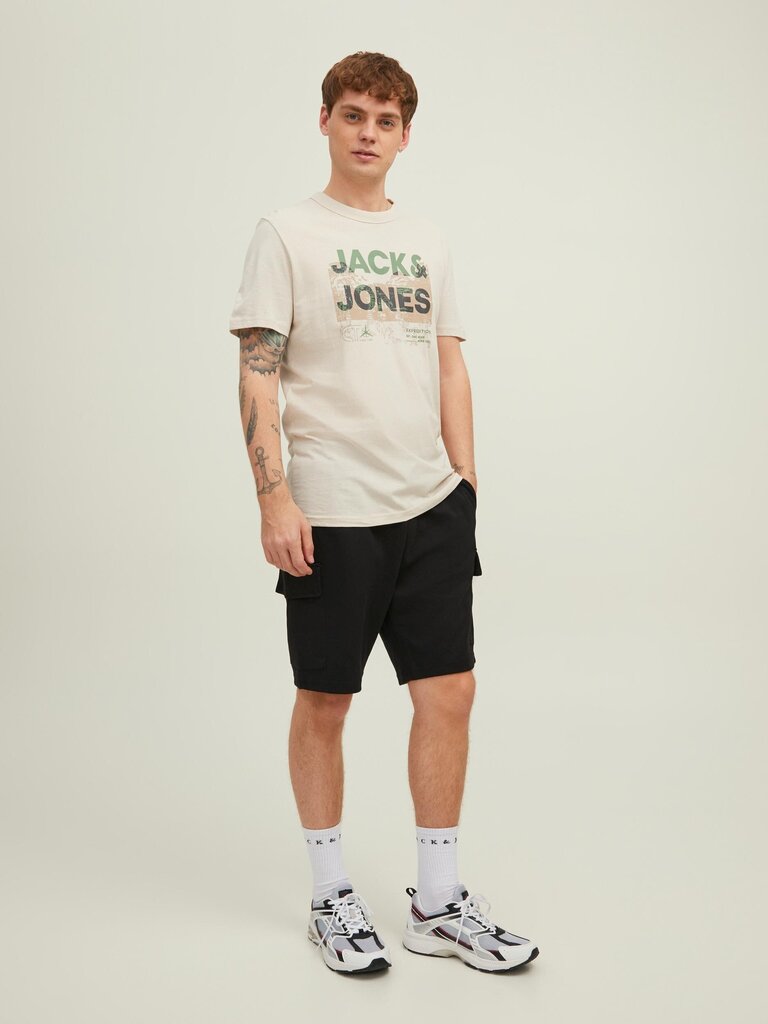 JACK & JONES meeste T-särk 12210420*01, beež/roheline 5715223256244 цена и информация | Meeste T-särgid | kaup24.ee