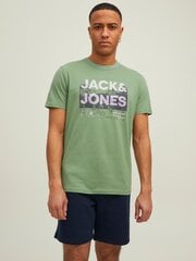 JACK & JONES meeste T-särk 12210420*04, roheline/beež 5715223256350 hind ja info | Meeste T-särgid | kaup24.ee