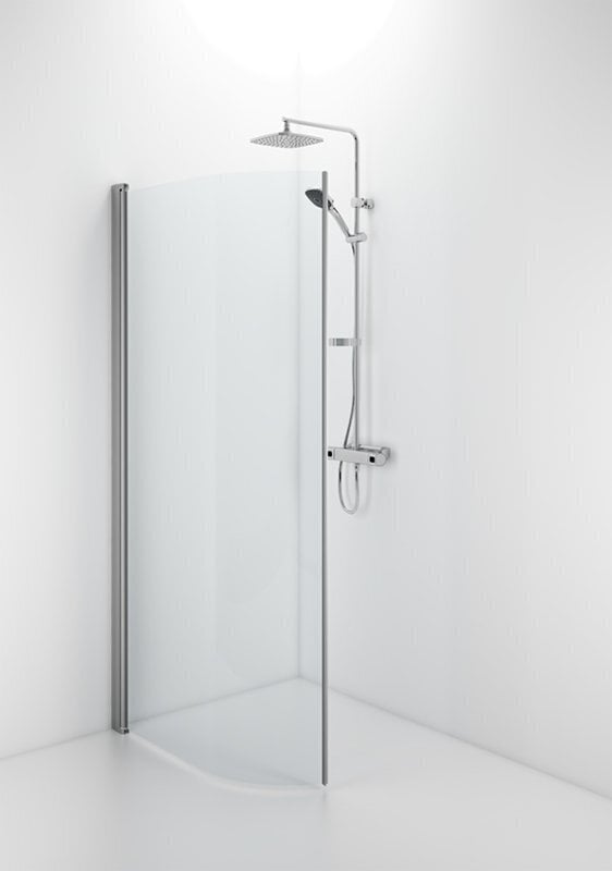 Poolringikujuline dušisein Ifö Space SBNK 900 Silver, läbipaistev klaas koos käepideme profiiliga hind ja info | Dušikabiinide uksed ja seinad | kaup24.ee