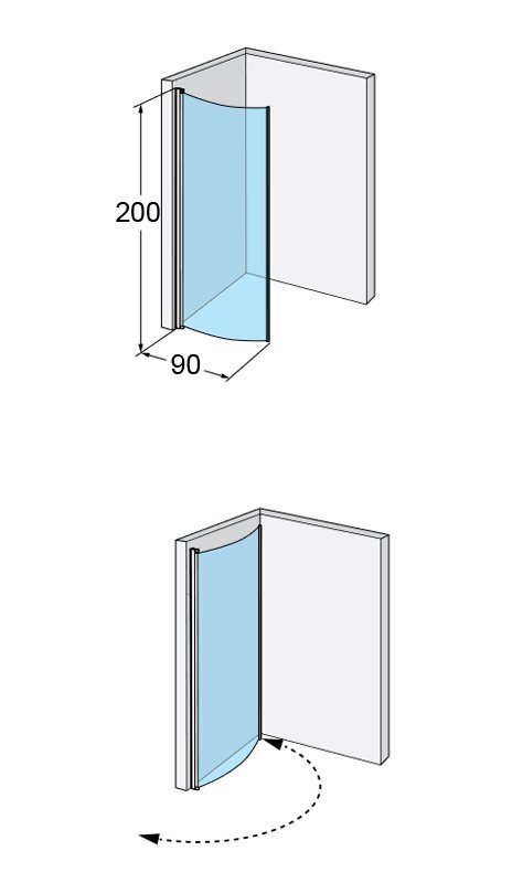 Poolringikujuline dušisein Ifö Space SBNK 900 Silver, läbipaistev klaas koos käepideme profiiliga hind ja info | Dušikabiinide uksed ja seinad | kaup24.ee