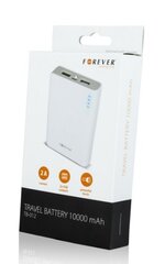 Akupank Forever TB-012 Power Bank 10000 mAh Universal Charger for devices 5V 2A + 2A + Micro USB Cable White hind ja info | Akupangad | kaup24.ee