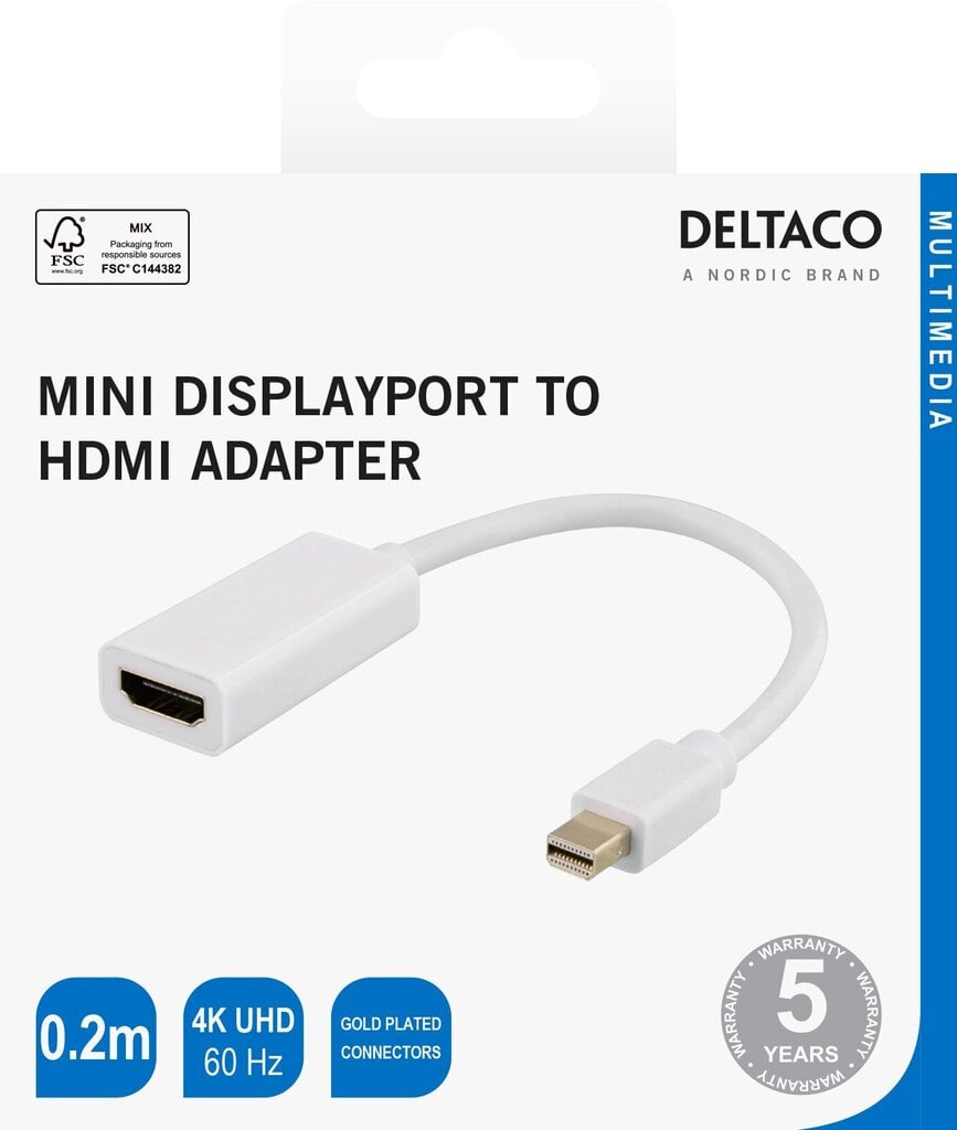 Deltaco 00110025, Mini DP/HDMI, 0.2 m цена и информация | USB jagajad, adapterid | kaup24.ee
