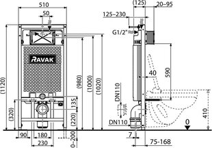 Рама для унитаза Ravak G II/1120, X01703 цена и информация | Унитазы | kaup24.ee