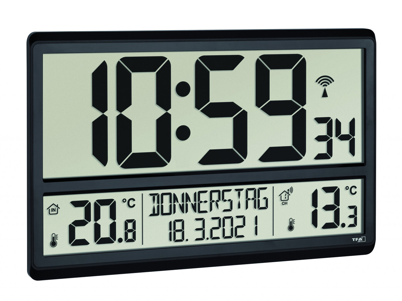 Digitaalne XL raadio teel juhitav kell välis- ja sisetemperatuuriga 60.4521 цена и информация | Kellad | kaup24.ee