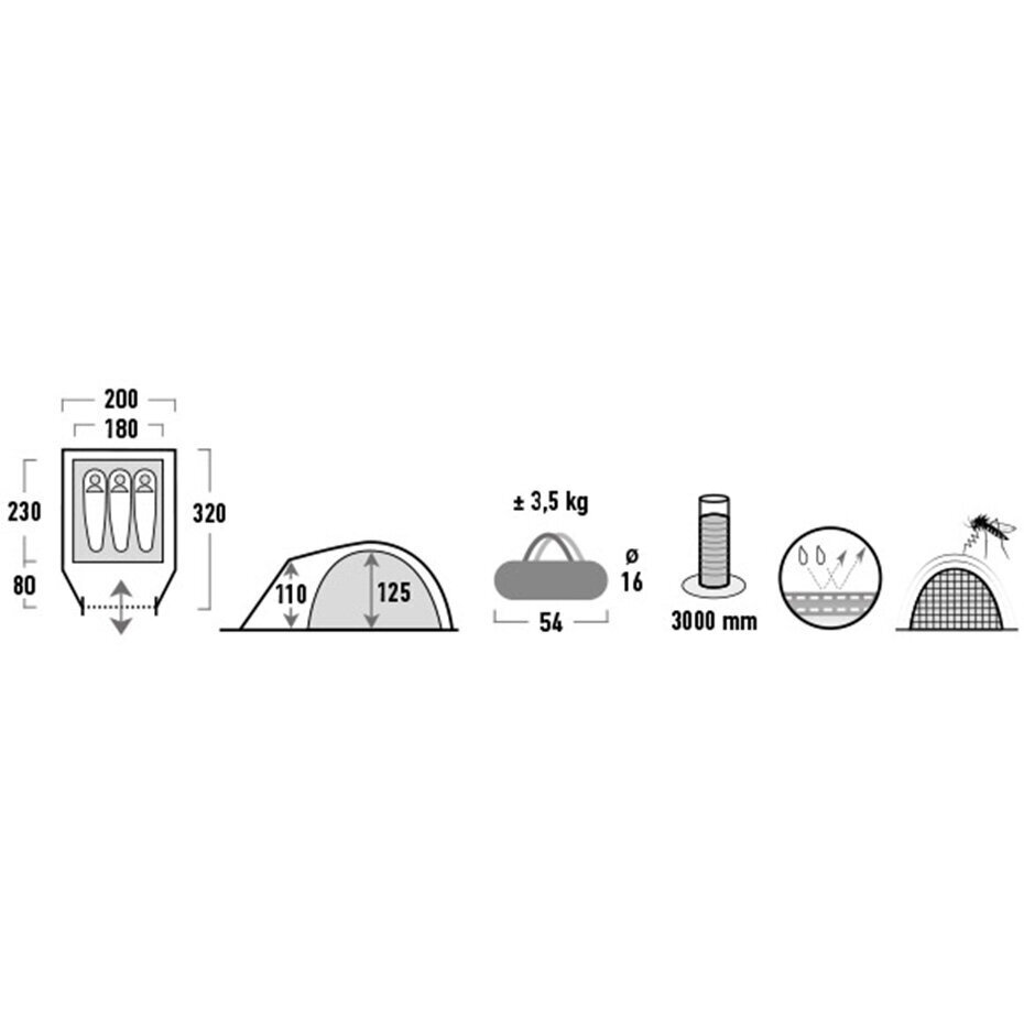 Telk High Peak Nightingale 3 LW, roheline/punane hind ja info | Telgid | kaup24.ee