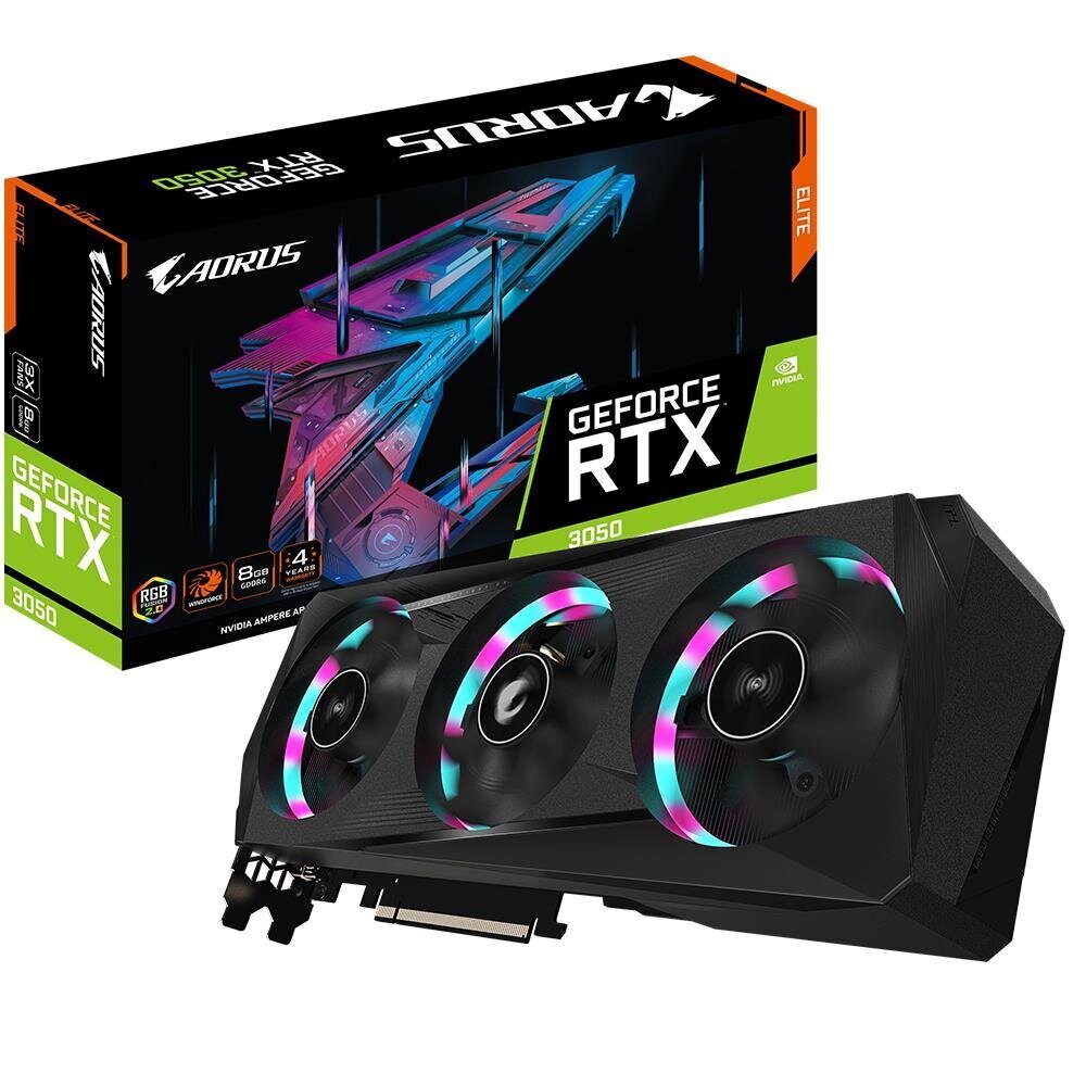 Graafikakaart Gigabyte GeForce RTX 3050 ELITE 8G hind ja info | Videokaardid (GPU) | kaup24.ee