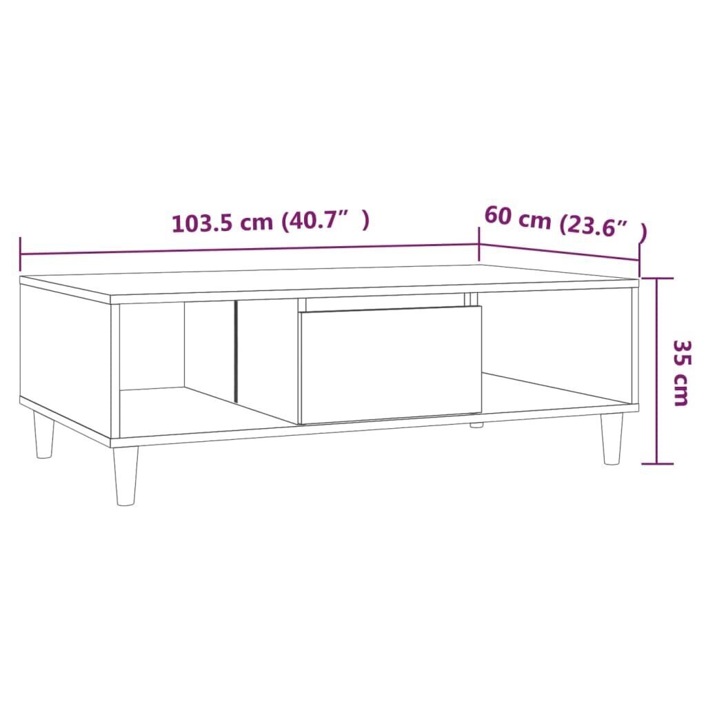 vidaXL kohvilaud, suitsutatud tamm, 103,5 x 60 x 35 cm, puitlaastplaat hind ja info | Diivanilauad | kaup24.ee