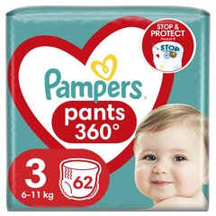 Подгузники-трусики PAMPERS Pants, 3 размер, 6-11 кг, 62 шт. цена и информация | Подгузники | kaup24.ee