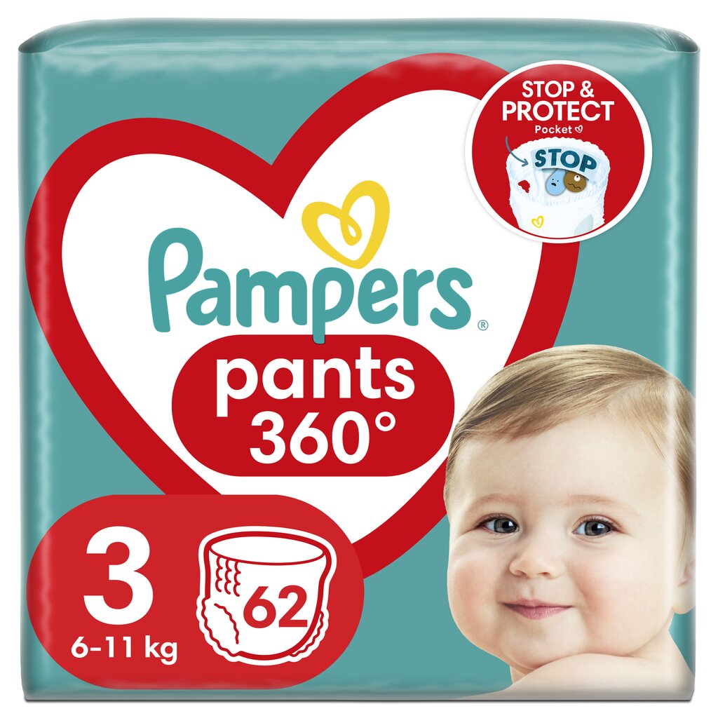 Püksmähkmed Pampers Pants, Suurus 3, 62 tk, 6-11kg цена и информация | Mähkmed | kaup24.ee