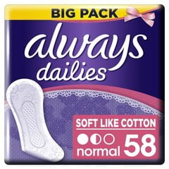 Pesukaitsmed Always Soft & Cotion, 58 tk hind ja info | Tampoonid, hügieenisidemed, menstruaalanumad | kaup24.ee