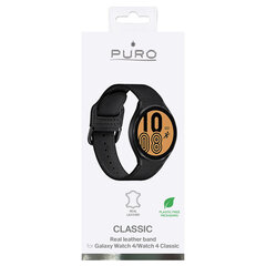 Nahast käevõru Puro Classic, Samsung Galaxy Watch 4 / Watch 4 Classic, must hind ja info | Nutikellade ja nutivõrude tarvikud | kaup24.ee