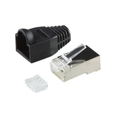  Разъемы LogiLink RJ45 CAT.6 100 шт. экранированные с крышкой, черный-MP0022 цена и информация | Адаптеры и USB-hub | kaup24.ee