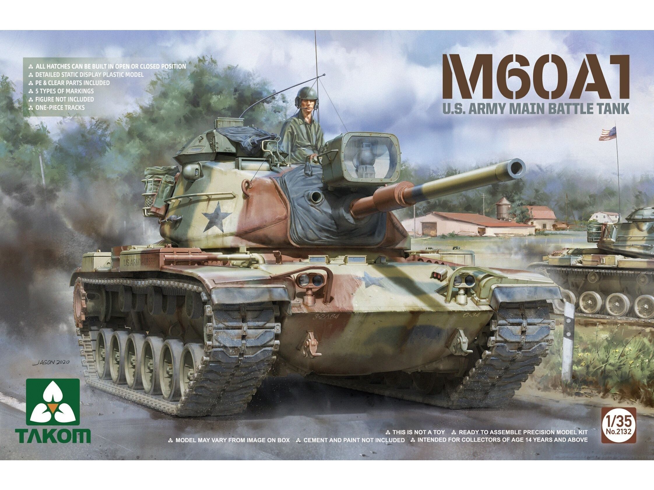 Сборная пластиковая модель Takom - M60A1 U.S. Army Main Battle Tank, 1/35,  2132 цена | kaup24.ee