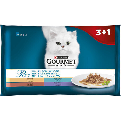 Gourmet Perle märgtoit kassidele kalkuniliha, tuunikala, pardiliha ja lambalihaga, 4x85 g цена и информация | Konservid kassidele | kaup24.ee