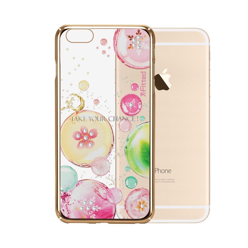 X-paigaldatud plastümbris Swarovski kristallidega Apple iPhone 6 / 6S Gold / Fancy Bubble jaoks цена и информация | Telefoni kaaned, ümbrised | kaup24.ee