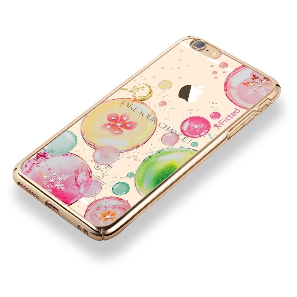 X-paigaldatud plastümbris Swarovski kristallidega Apple iPhone 6 / 6S Gold / Fancy Bubble jaoks цена и информация | Telefoni kaaned, ümbrised | kaup24.ee