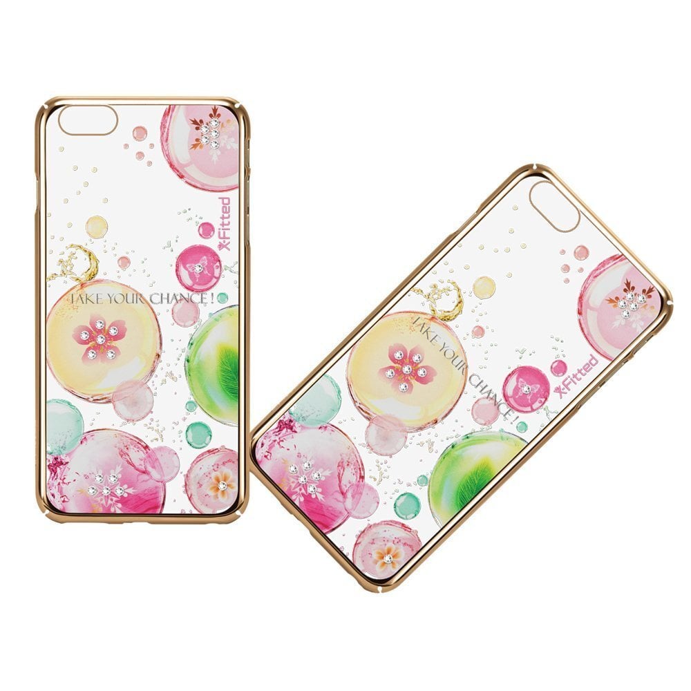 X-paigaldatud plastümbris Swarovski kristallidega Apple iPhone 6 / 6S Gold / Fancy Bubble jaoks цена и информация | Telefoni kaaned, ümbrised | kaup24.ee