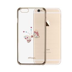 X-paigaldatud plastümbris Swarovski kristallidega Apple iPhone 6 / 6S Gold / Butterfly jaoks hind ja info | Telefoni kaaned, ümbrised | kaup24.ee
