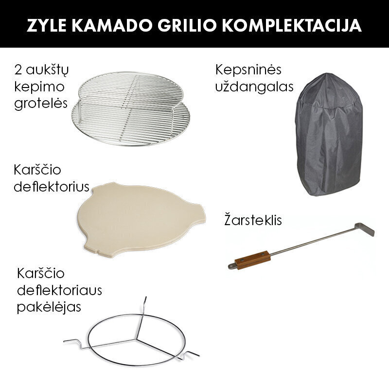 Grill Zyle Kamado, ZY24GYSET, koos tarvikutega, 62 cm hind ja info | Grillid | kaup24.ee