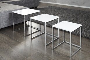 Набор столиков Invicta New Elements, белый, хромированная основа цена и информация | Журнальные столики | kaup24.ee