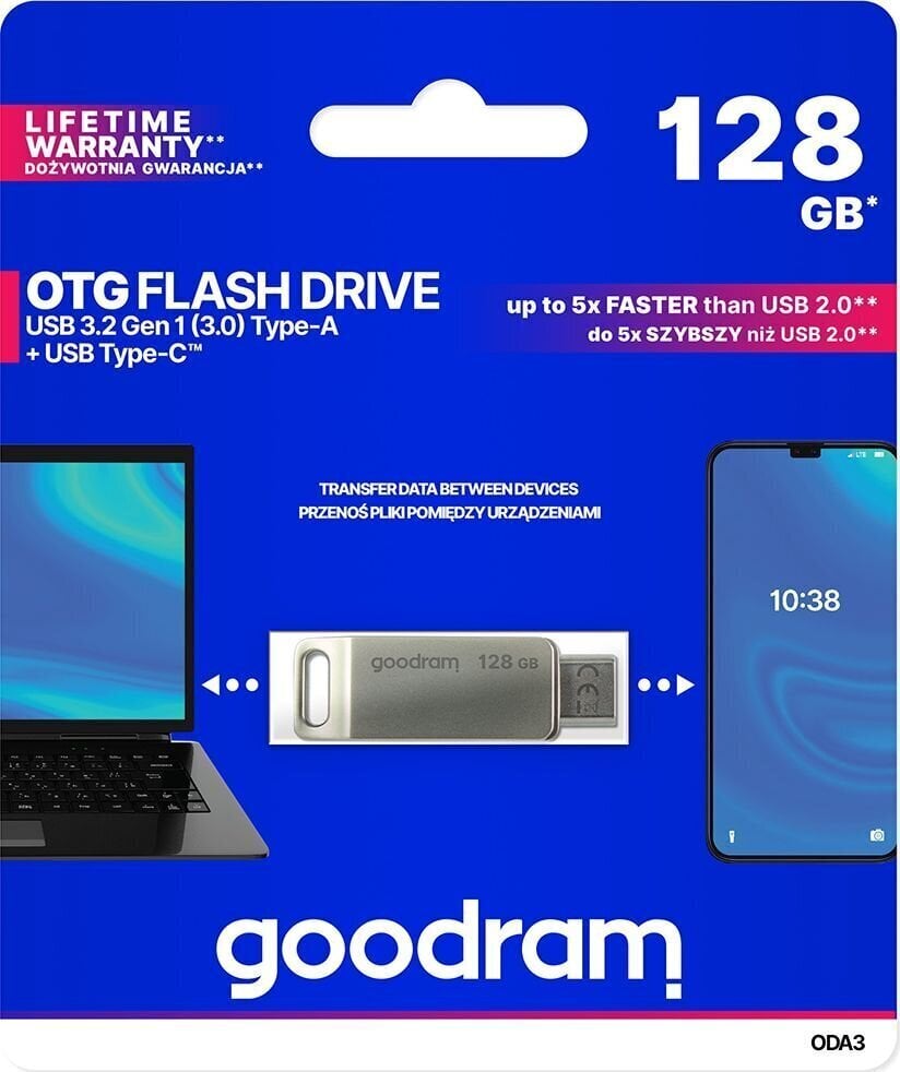 GoodRam ODA3-1280S0R11, 128 GB, USB 3.2 hind ja info | Mälupulgad | kaup24.ee