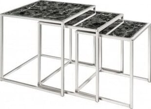 Комплект столиков Invicta Elements 3, черное стекло, имитация мрамора цена и информация | Журнальные столики | kaup24.ee