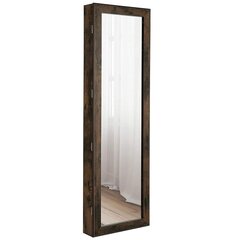 Подвесной шкаф-зеркало для украшений Songmics 120X10X36, коричневый цена и информация | Зеркала | kaup24.ee