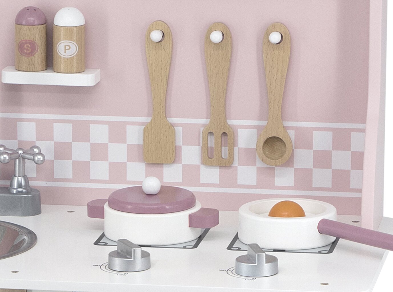 VIGA PolarB puidust köök hõbedase - roosa aksessuaaridega цена и информация | Tüdrukute mänguasjad | kaup24.ee