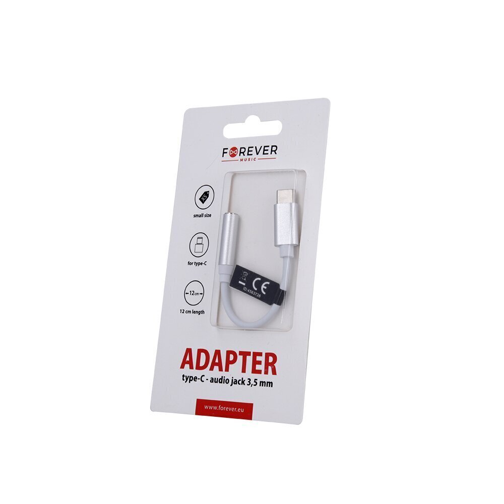 Forever adapter audio USB-C - jack 3,5mm white цена и информация | USB jagajad, adapterid | kaup24.ee