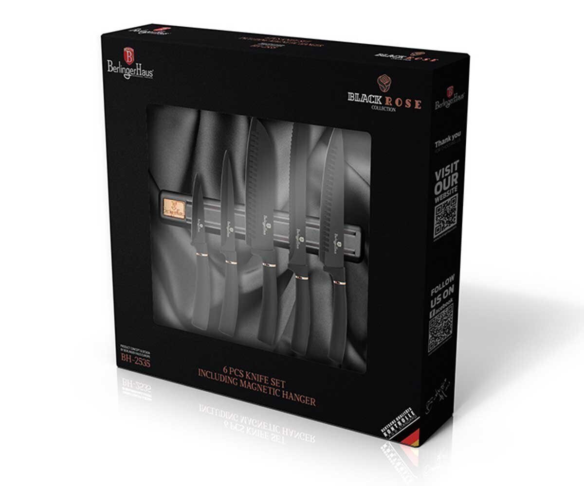 Komplektis 5 magnetribaga nuga BERLINGER HAUS BH-2535 BLACK ROSE hind ja info | Noad ja tarvikud | kaup24.ee