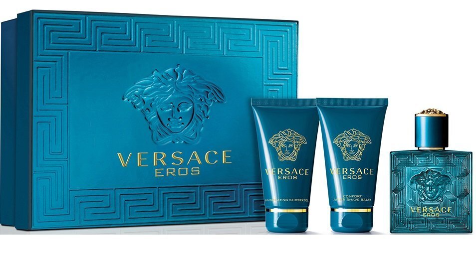 Komplekt Versace Eros: EDT meestele 50 ml + dušigeel 50 ml + habemeajamisjärgne palsam 50 ml цена и информация | Meeste parfüümid | kaup24.ee