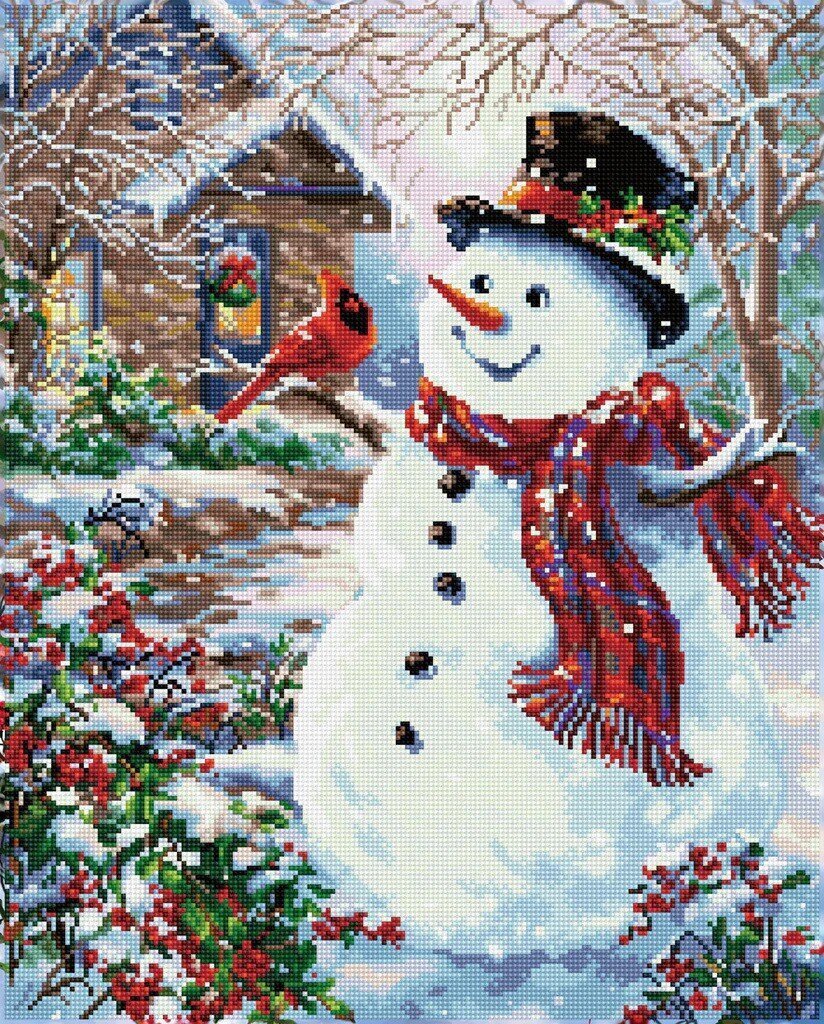 Teemantmosaiik Snowman feathered friend 62x50 cm цена и информация | Teemantmaalid, teemanttikandid | kaup24.ee