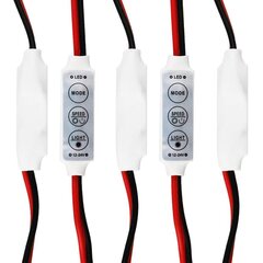 Ühevärviline LED-kontroller Powermax MINI 12V-24V 3 klahvi LED 3528/5050 jaoks, 5tk hind ja info | LED ribad | kaup24.ee