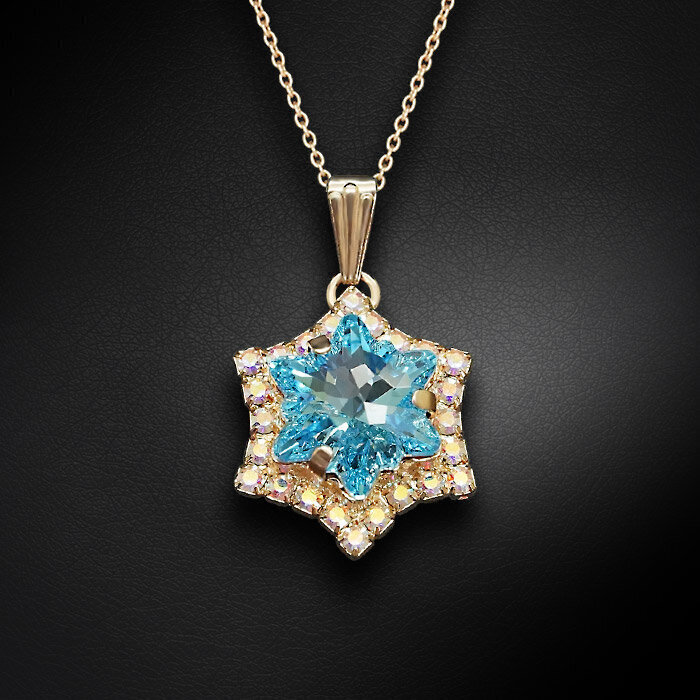 Naiste kaelakee DiamondSky "Snowflake (Aquamarine)" Swarovski kristallidega DS01K430 hind ja info | Kaelakeed | kaup24.ee