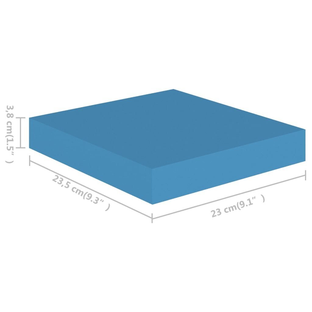 vidaXL seinariiulid, 2 tk, sinine, 23 x 23,5 x 3,8 cm MDF hind ja info | Riiulid | kaup24.ee