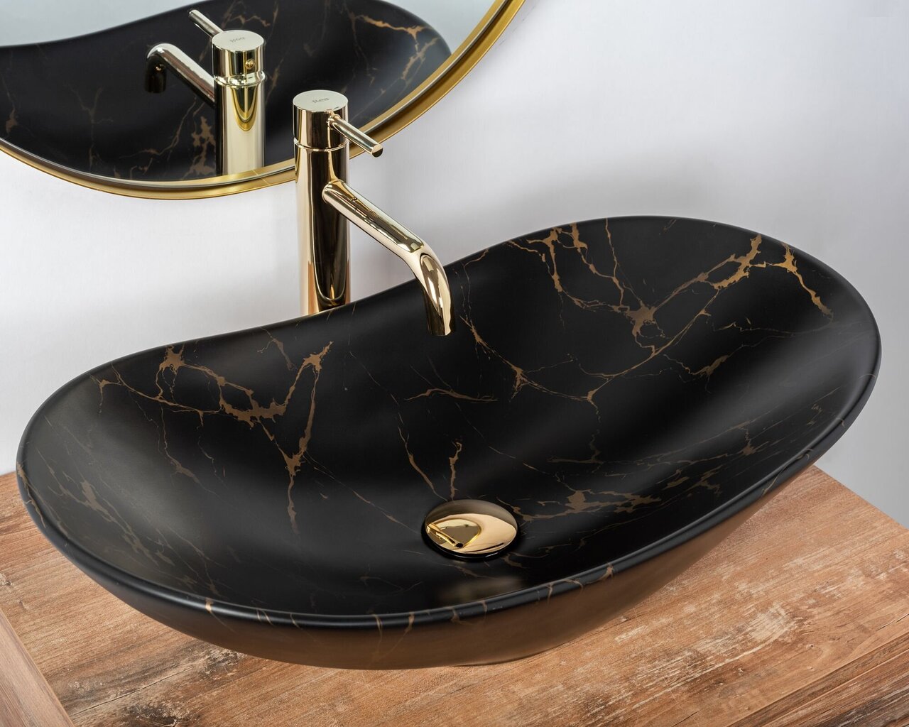 Valamu Rea Royal 60 Black Marble Mat цена и информация | Kraanikausid, valamud | kaup24.ee