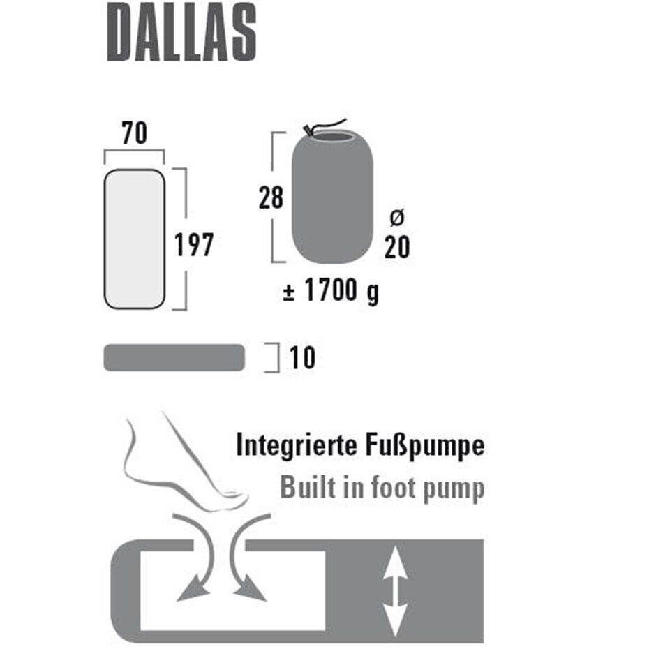 Madrats High Peak Dallas, 197 x 70 x 10 cm - roheline 41032 hind ja info | Matkamadratsid, matkamatid | kaup24.ee