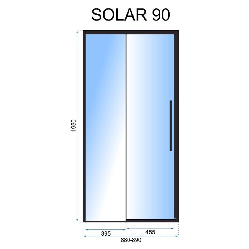 Duši uks Solar Black, 90 x 195 cm hind ja info | Dušikabiinide uksed ja seinad | kaup24.ee