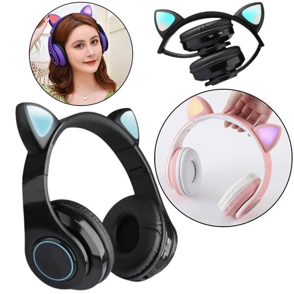 Juhtmevabad kõrvaklapid Juhtmevabad kõrvaklapid kassikõrvadega, must hind |  kaup24.ee