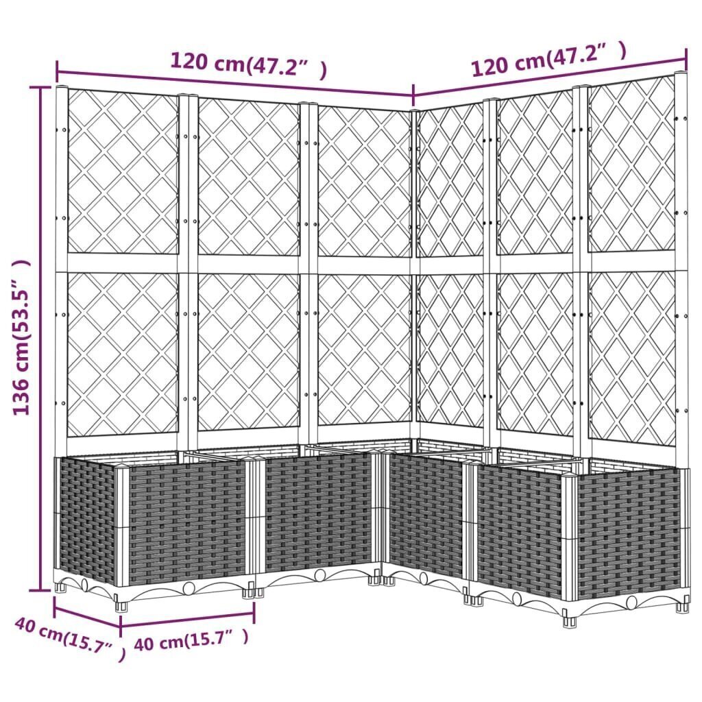 Taimekast vidaXL võrega, pruun, 120 x 120 x 136 cm PP цена и информация | Lillekastid | kaup24.ee