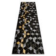 Современная ковровая дорожка Gloss 400B 86, геометрическая, чёрная / золотая