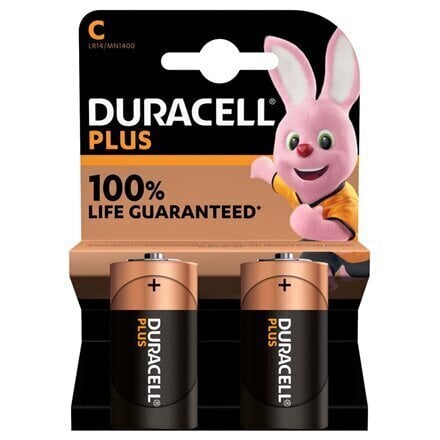 Alkaline C-elemendid Duracell Plus, 2 tk цена и информация | Patareid | kaup24.ee